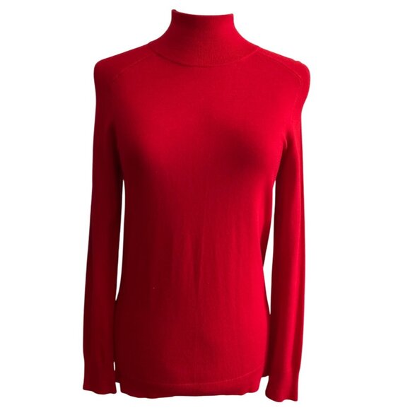 Apt. 9 Red Turtleneck Sweater Womens Medium Rayon & Nylon Blend Pullover - Picture 1 of 7